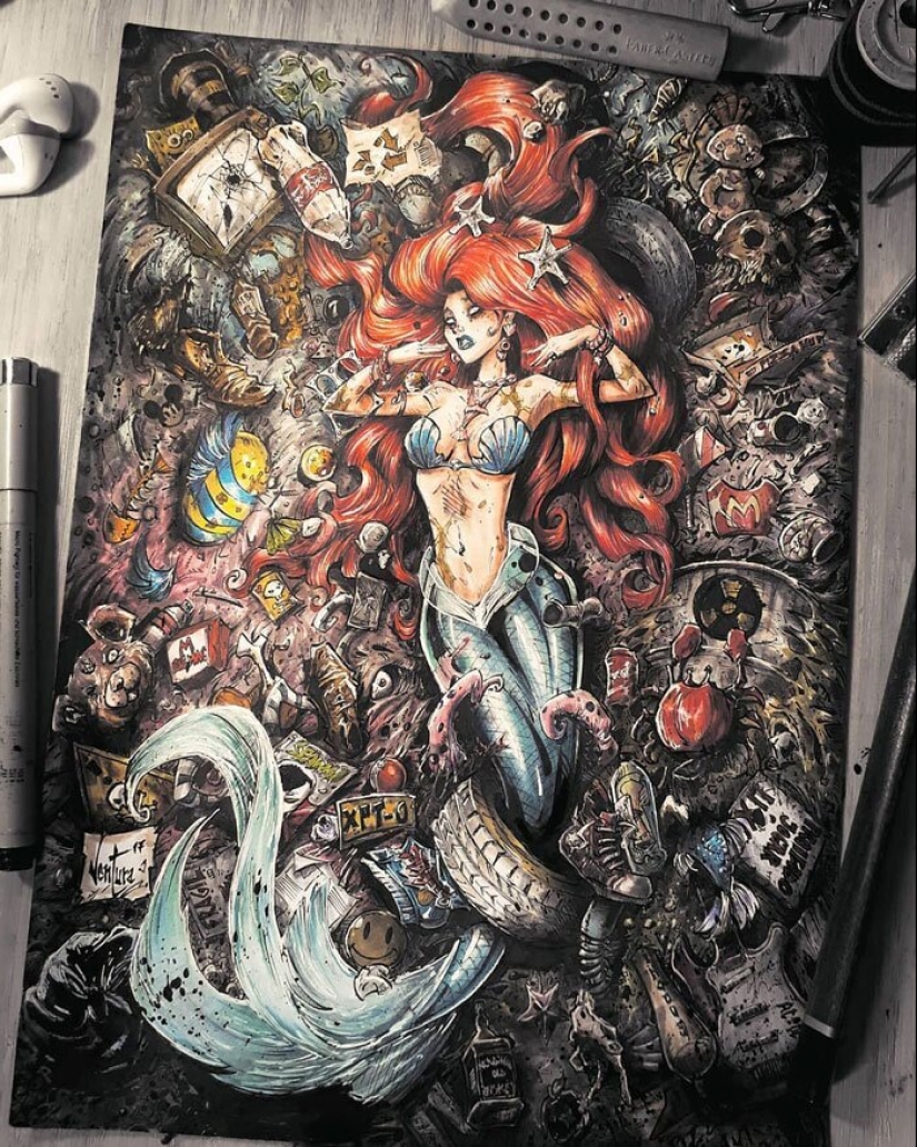 On the dark side: Marcelo Ventura and his drawings of the characters of pop culture in a dark comic style