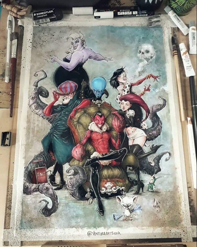 On the dark side: Marcelo Ventura and his drawings of the characters of pop culture in a dark comic style