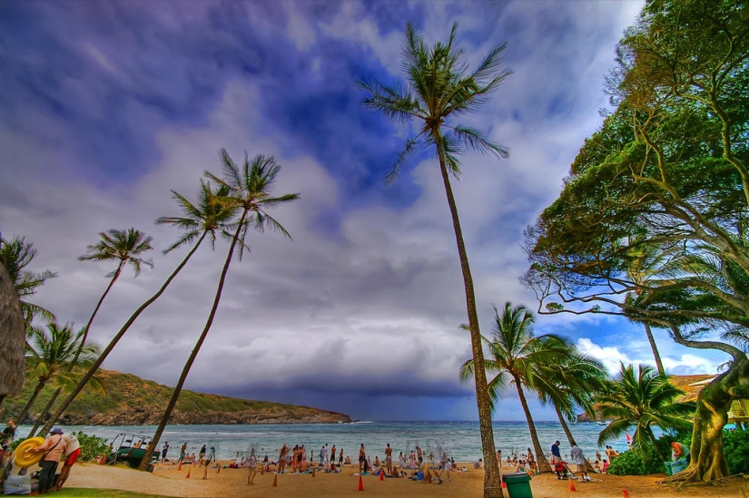 Paraíso terrenal-playa hawaiana dentro de un antiguo cráter