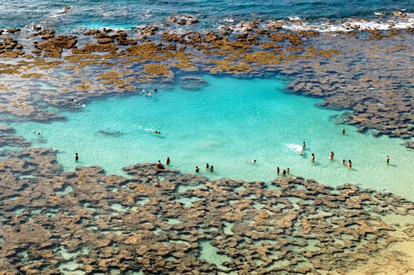 Paraíso terrenal-playa hawaiana dentro de un antiguo cráter