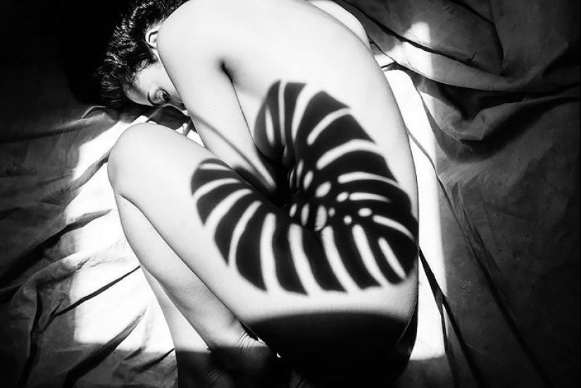 Photographer Emilio Jimenez covered the naked girls with a natural shadow