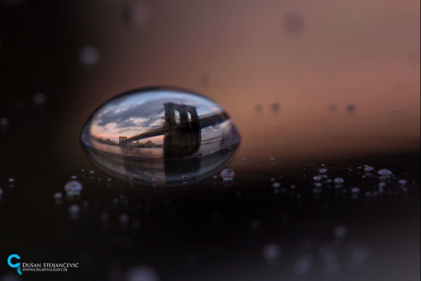 Photographer of 15 years shoots cities of the world in drops of water