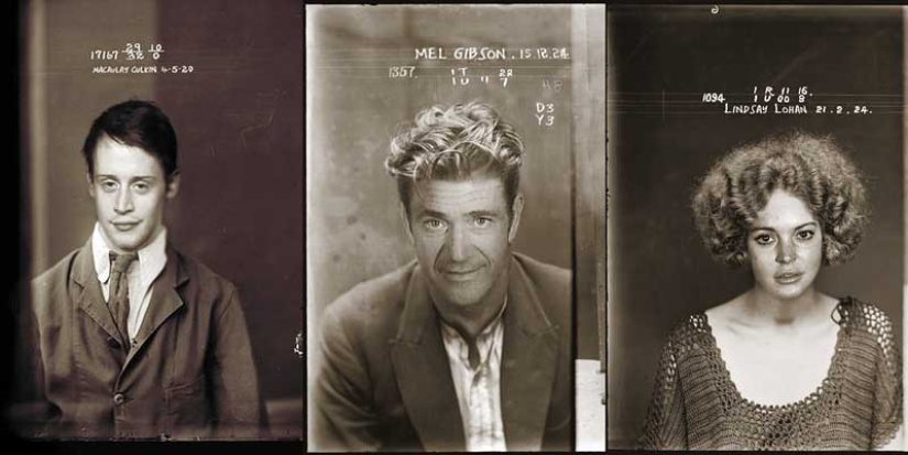 Photos of celebrities in a criminal retro style