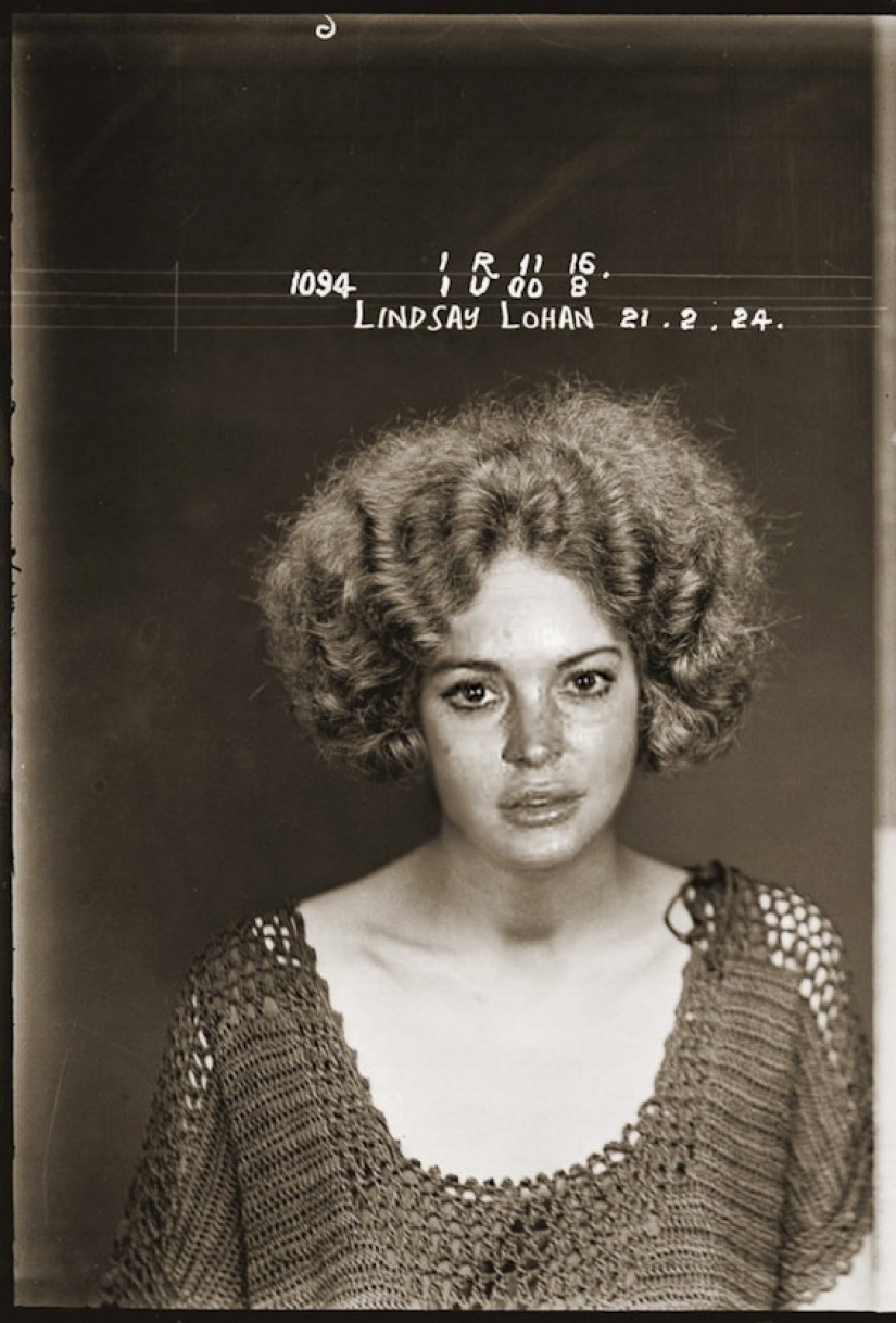 Photos of celebrities in a criminal retro style