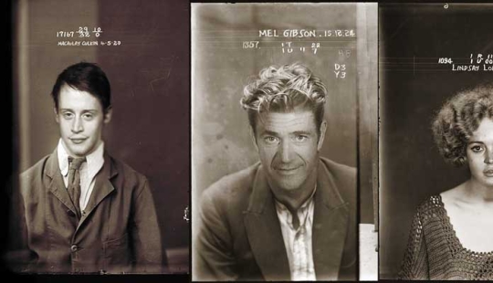 Photos of celebrities in a criminal retro style
