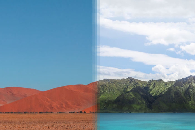 Photos-twins, made in different parts of the world