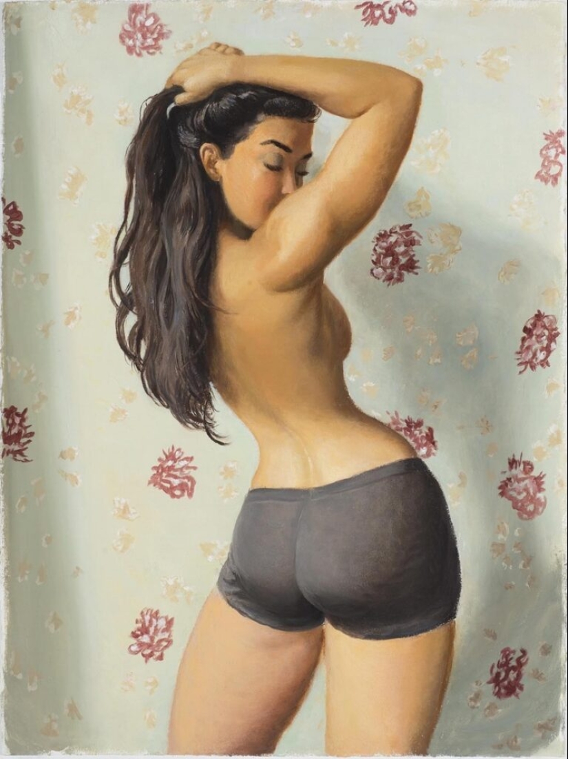 Pinturas irónicas de Jansson Stegner: bellezas enormes frente a chicos delgados Pinturas irónicas de Jansson Stegner: bellezas enormes frente a chicos delgados