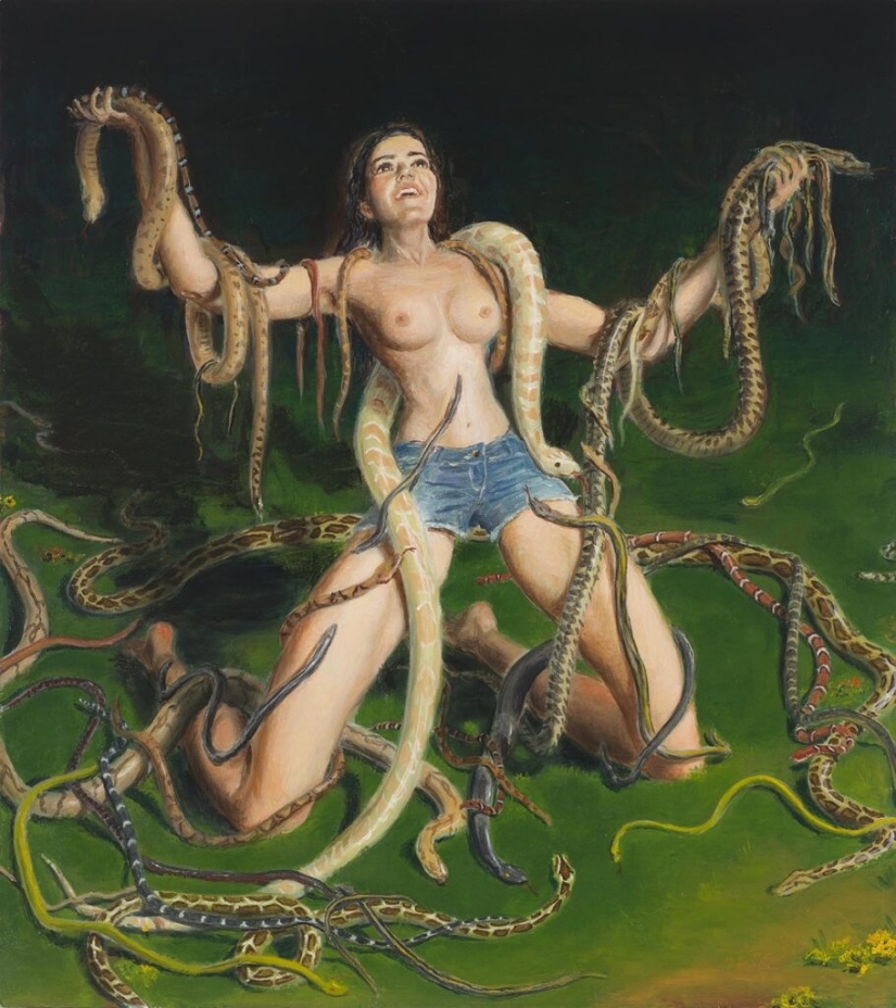 Pinturas irónicas de Jansson Stegner: bellezas enormes frente a chicos delgados Pinturas irónicas de Jansson Stegner: bellezas enormes frente a chicos delgados