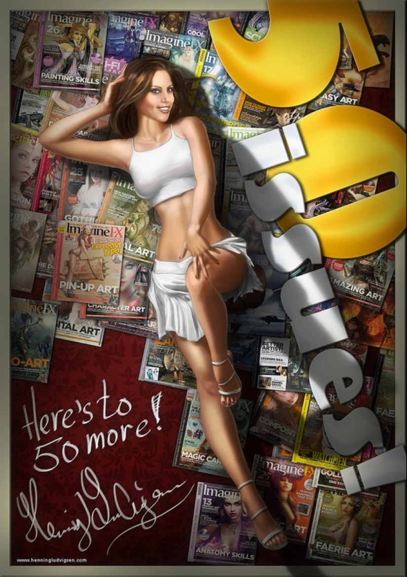 Playful Norwegian pin-up art by illustrator Henning Ludvigsen