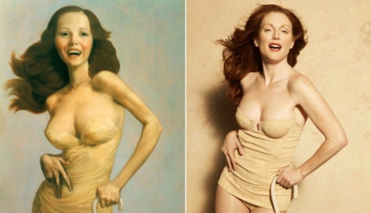 Portraits of ladies: Julianne Moore in fashionable interpretations of great paintings