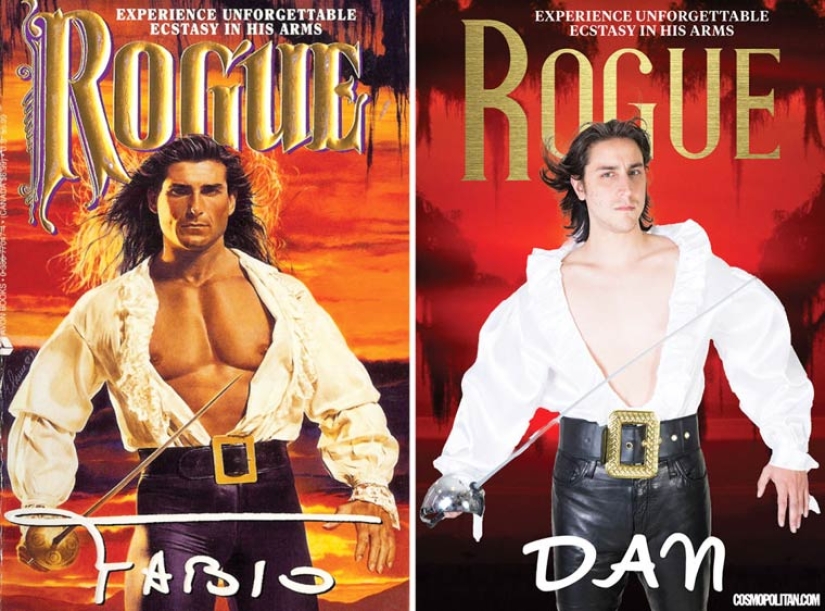 Recreación divertida de portadas de novelas románticas por personas comunes y corrientes