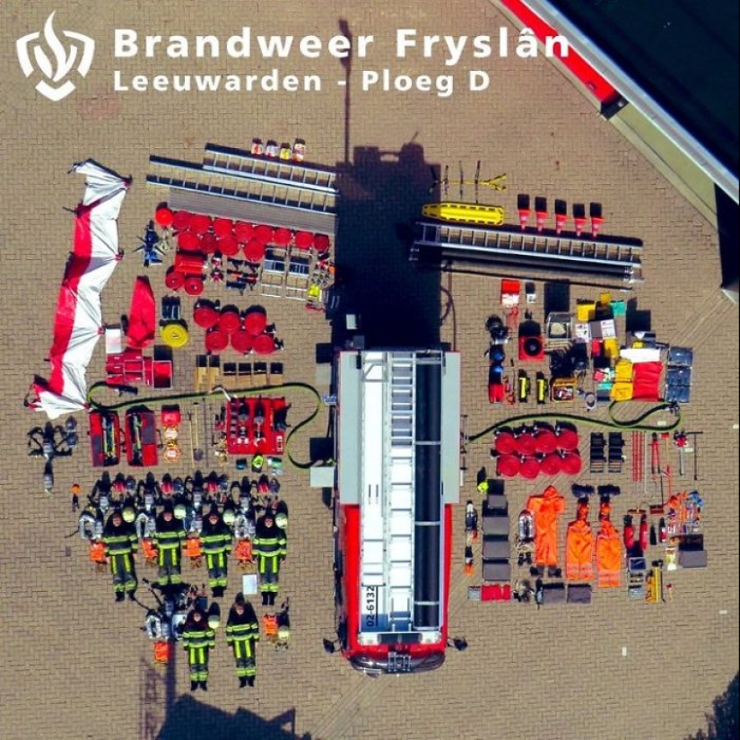 Rescue vehicles, medics, firefighters and their contents