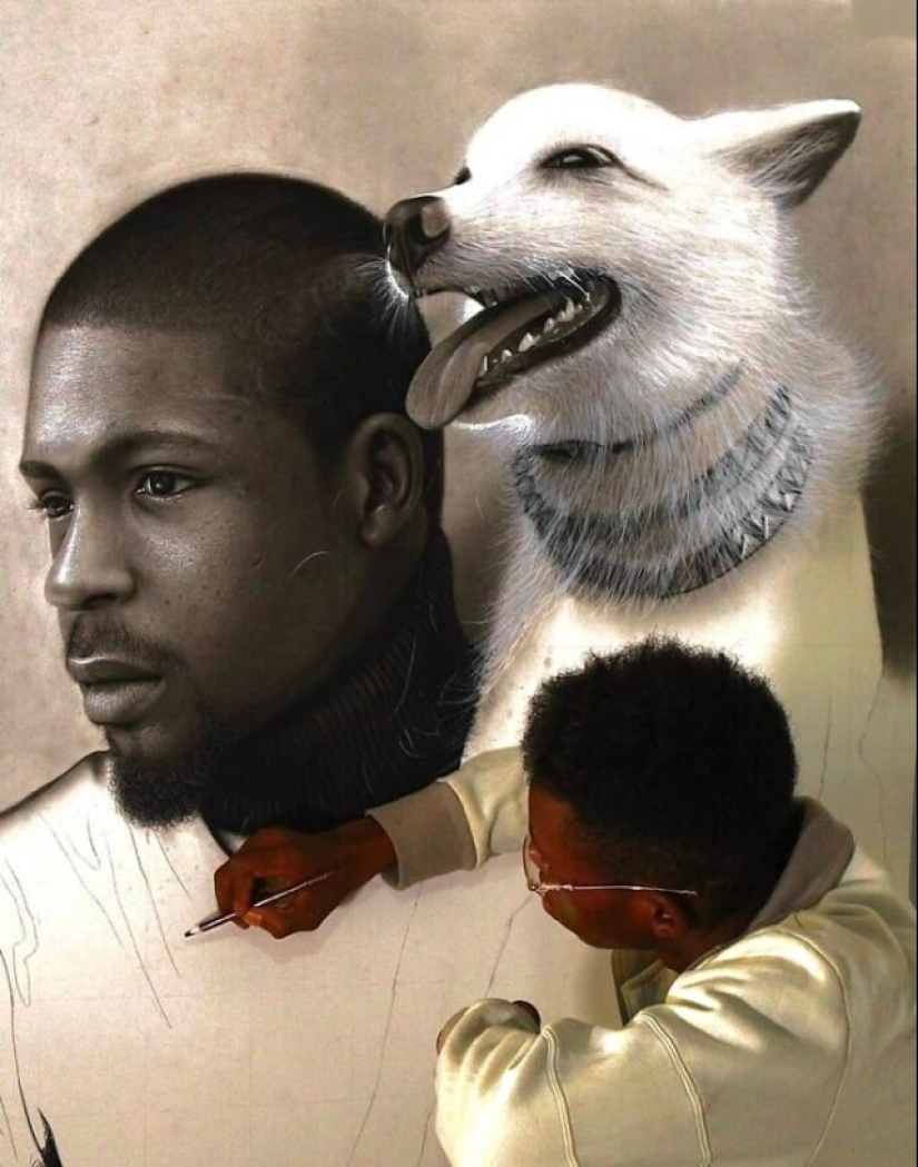 Retratos al carboncillo del hiperrealista Mayor Olajide Retratos al carboncillo del hiperrealista Mayor Olajide