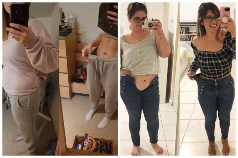 Ropa vieja para el nuevo cuerpo: 20 fotos de chicas antes y después de la pérdida de peso