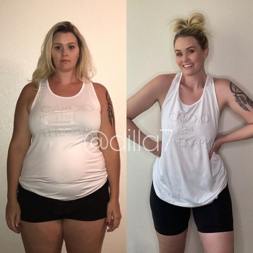 Ropa vieja para el nuevo cuerpo: 20 fotos de chicas antes y después de la pérdida de peso