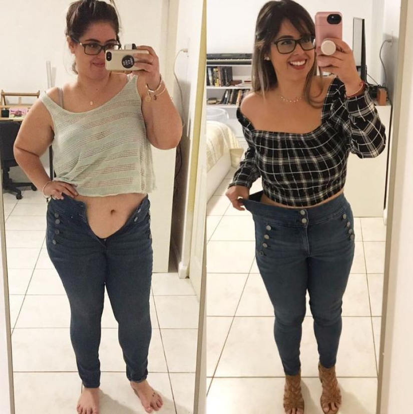 Ropa vieja para el nuevo cuerpo: 20 fotos de chicas antes y después de la pérdida de peso