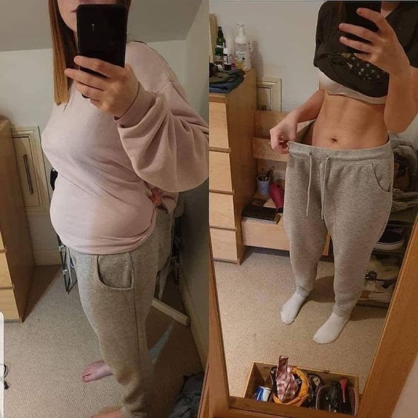 Ropa vieja para el nuevo cuerpo: 20 fotos de chicas antes y después de la pérdida de peso