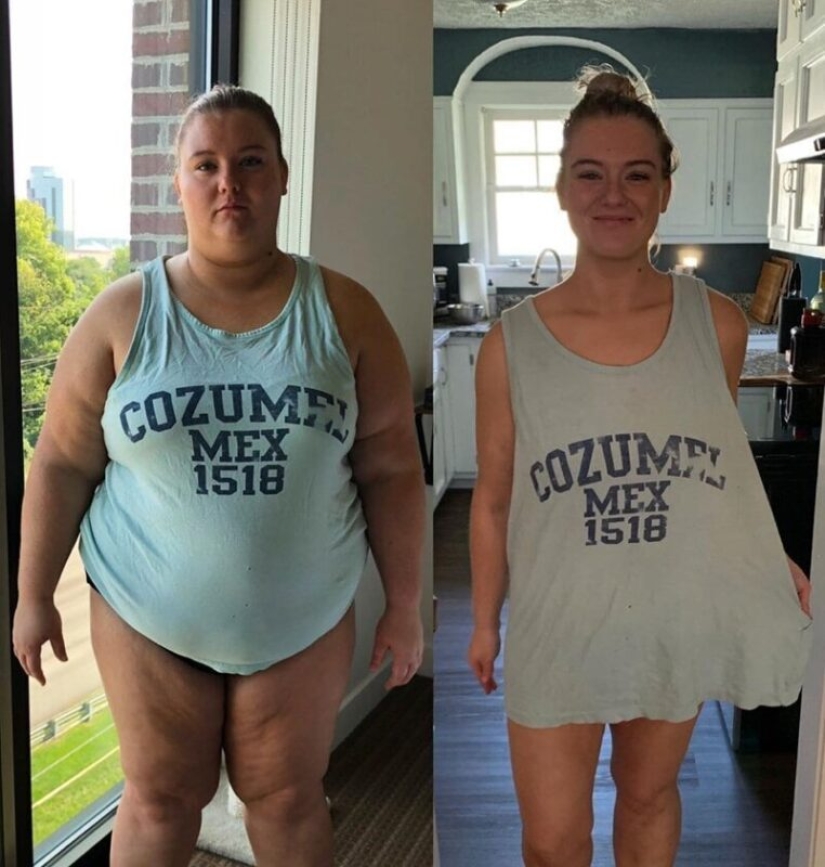 Ropa vieja para el nuevo cuerpo: 20 fotos de chicas antes y después de la pérdida de peso