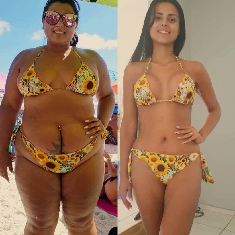 Ropa vieja para el nuevo cuerpo: 20 fotos de chicas antes y después de la pérdida de peso