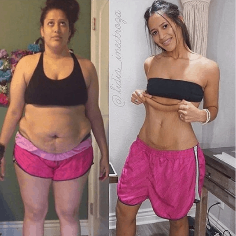 Ropa vieja para el nuevo cuerpo: 20 fotos de chicas antes y después de la pérdida de peso