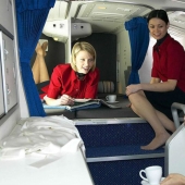 Secret bedrooms of flight attendants on long-distance flights