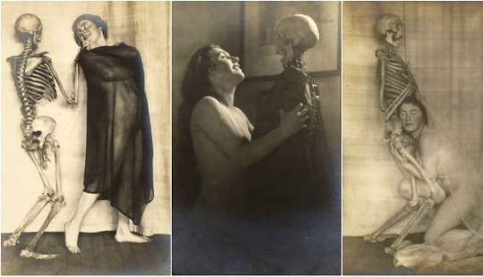 Señora con un esqueleto: un surrealista sesión de fotos Franz Fiedler comienzos de 1920-erótico