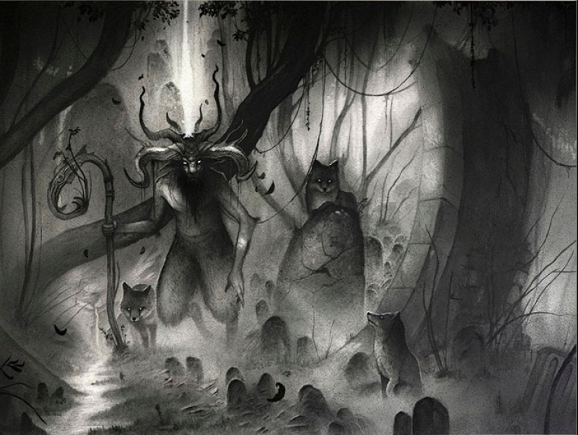 Shadows and mystical creatures by the French artist Olivier Villoin Shadows and mystical creatures by the French artist Olivier Villoin