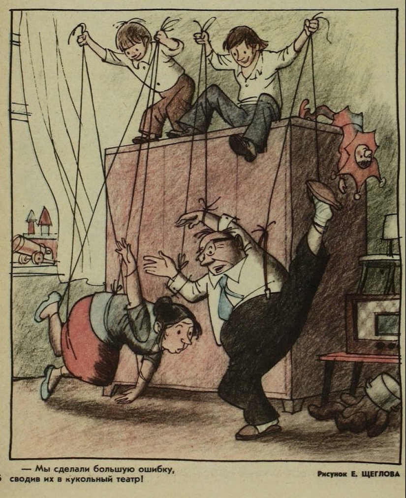 Soviética caricatura de el tema de la familia Soviética caricatura de el tema de la familia