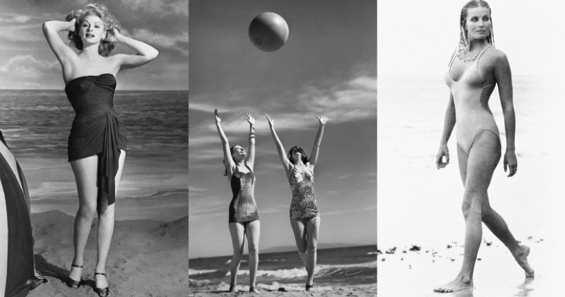 Stars of Hollywood's Golden Age in Black and White Album of Glamorous Beach Photos