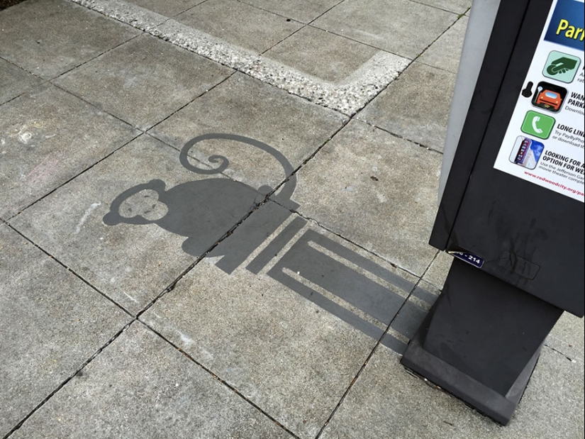 Street Artist Replaces 20 City Shadows With Flowers and Monkeys, and Many Didn't Even Notice