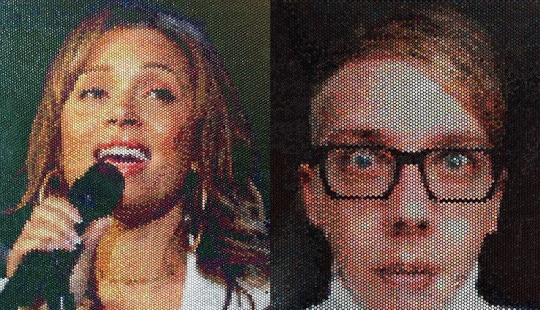 Striking pixel portraits from packaging film