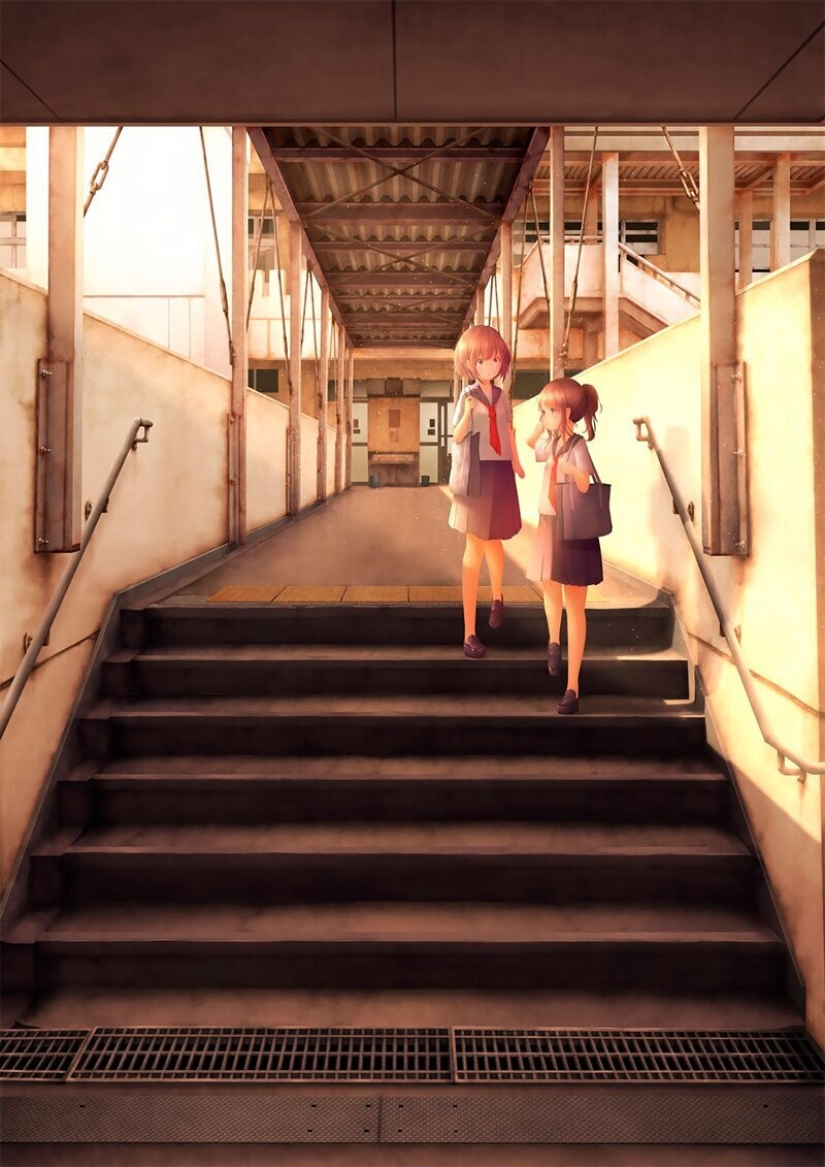 Stunning drawings kouki beaches of Ikegami that look like stills from an anime