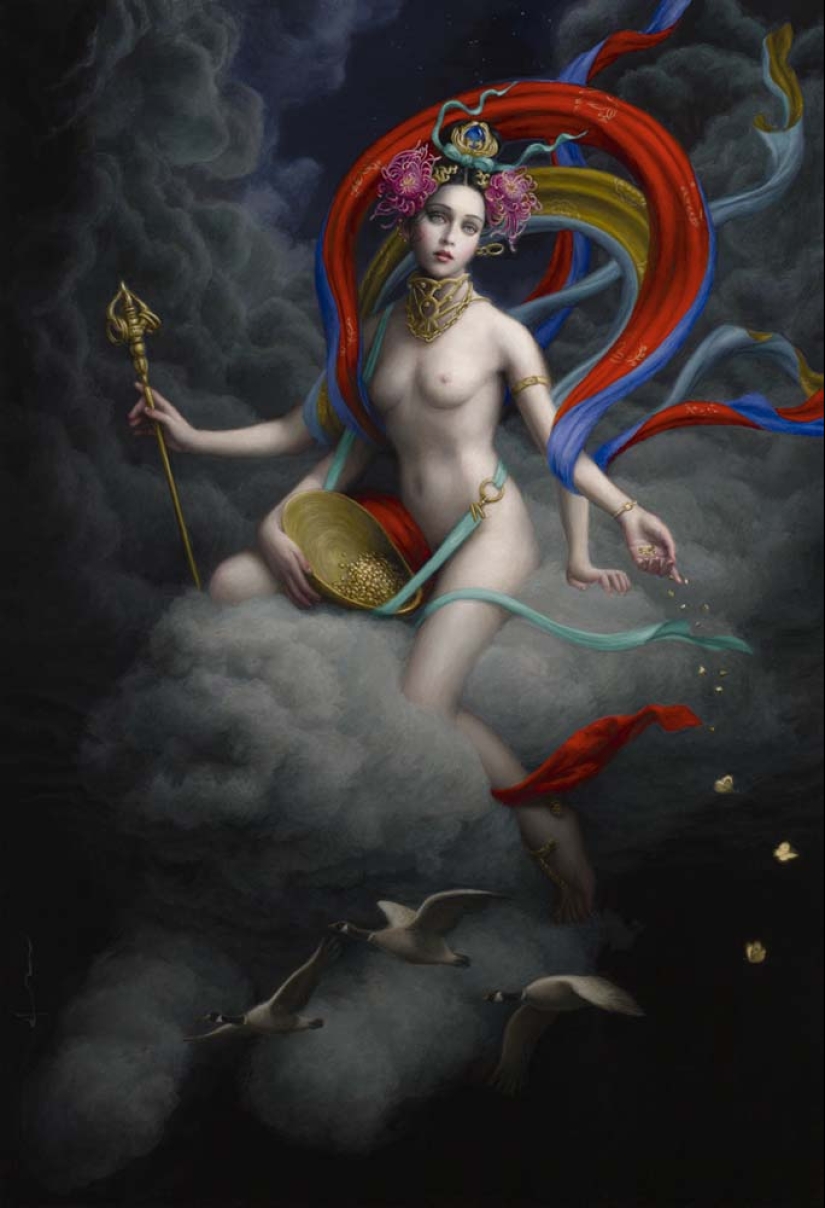 Surreal paintings by Chie Yoshii, celebrating harmony and beauty