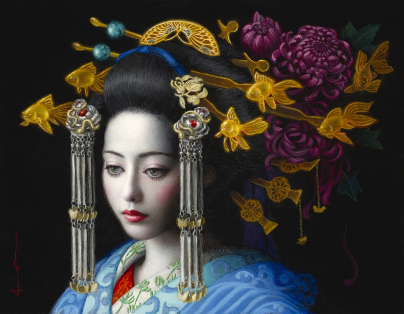 Surreal paintings by Chie Yoshii, celebrating harmony and beauty