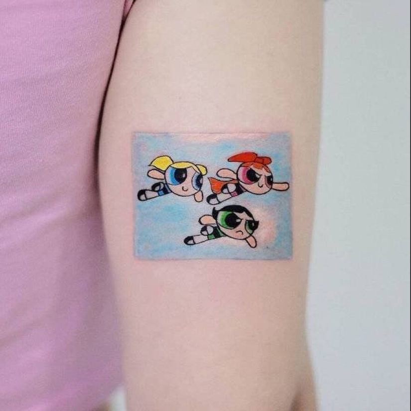 Tattoos of Hakan Adik, combining famous paintings and pop culture characters