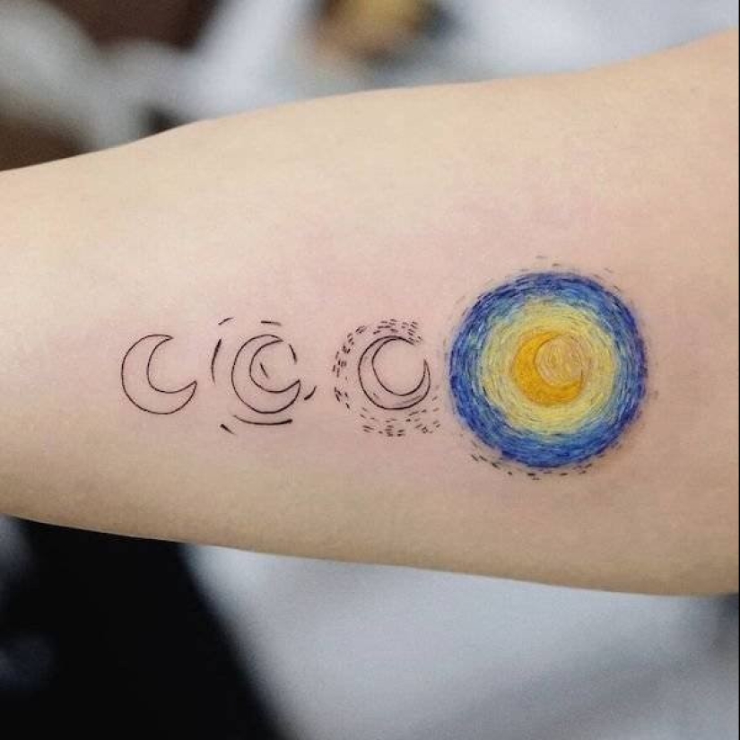 Tatuajes de Hakan Adik, combinando pinturas famosas y personajes de la cultura pop