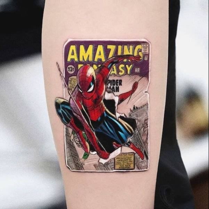 Tatuajes de Hakan Adik, combinando pinturas famosas y personajes de la cultura pop