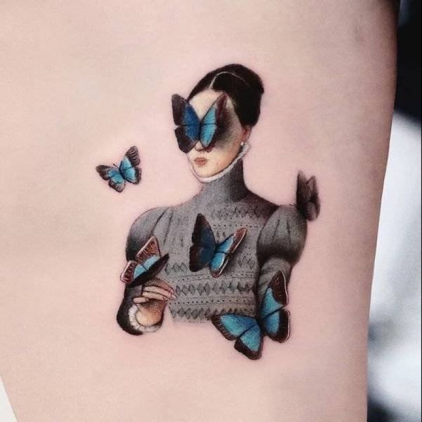 Tatuajes de Hakan Adik, combinando pinturas famosas y personajes de la cultura pop