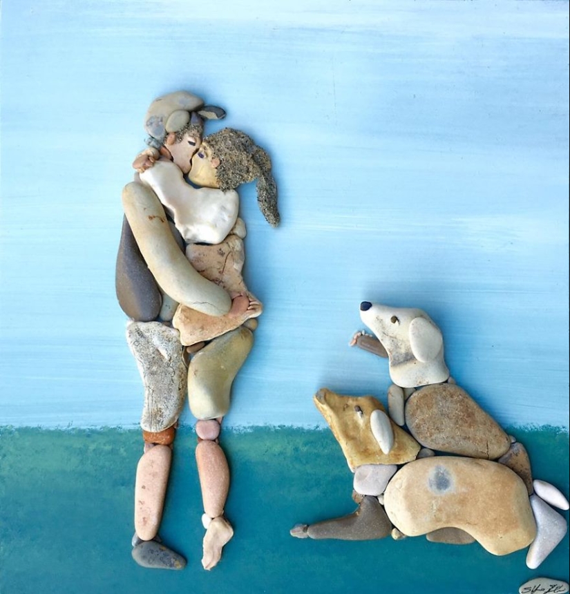 The artist makes amazingly realistic paintings from stones found on the beach