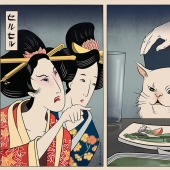 The artist recreates his favorite memes in the style of Japanese prints The artist recreates his favorite memes in the style of Japanese prints