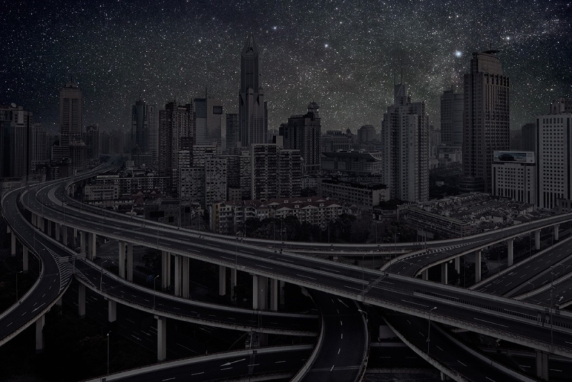 The city, lit only by the stars The city, lit only by the stars