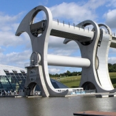 The Falkirk Wheel is a unique rotating structure that lifts entire ships The Falkirk Wheel is a unique rotating structure that lifts entire ships