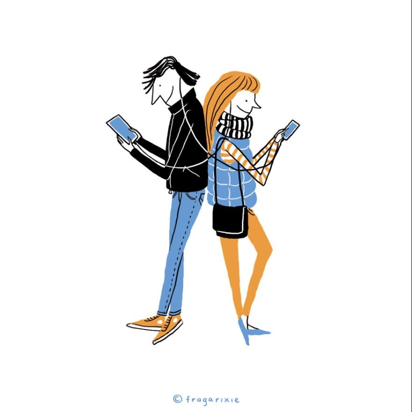 The world through the screen: 25 adorable illustrations obsession gadgets