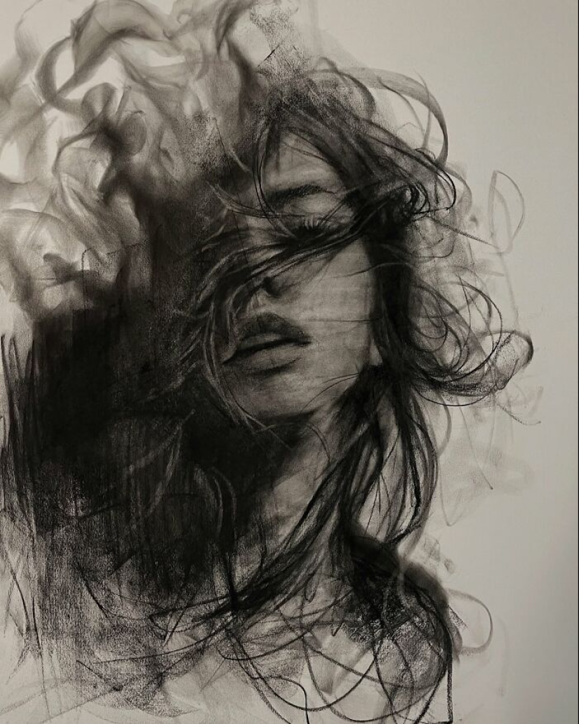 This Artist Captivates Audiences With His Visually Impactful Portraits Drawn Solely With Charcoal