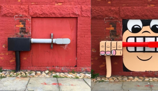 Un artista de Nueva York sabe tocar un nocturno en una flauta de desagüe