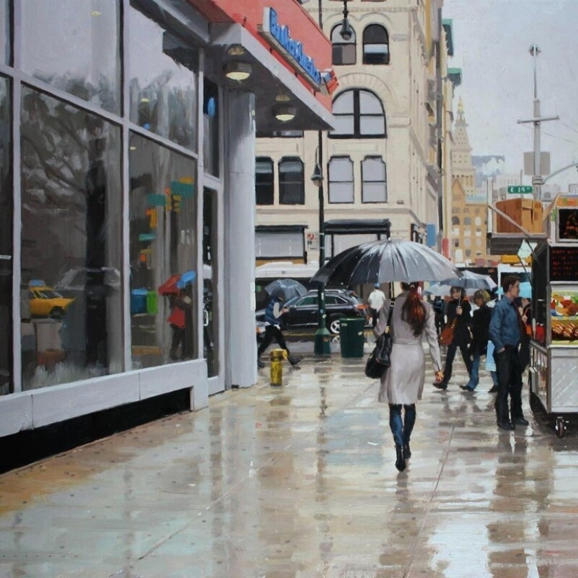 "Vida en la ciudad": Excelentes pinturas al óleo modernas de Vincent Jarrano