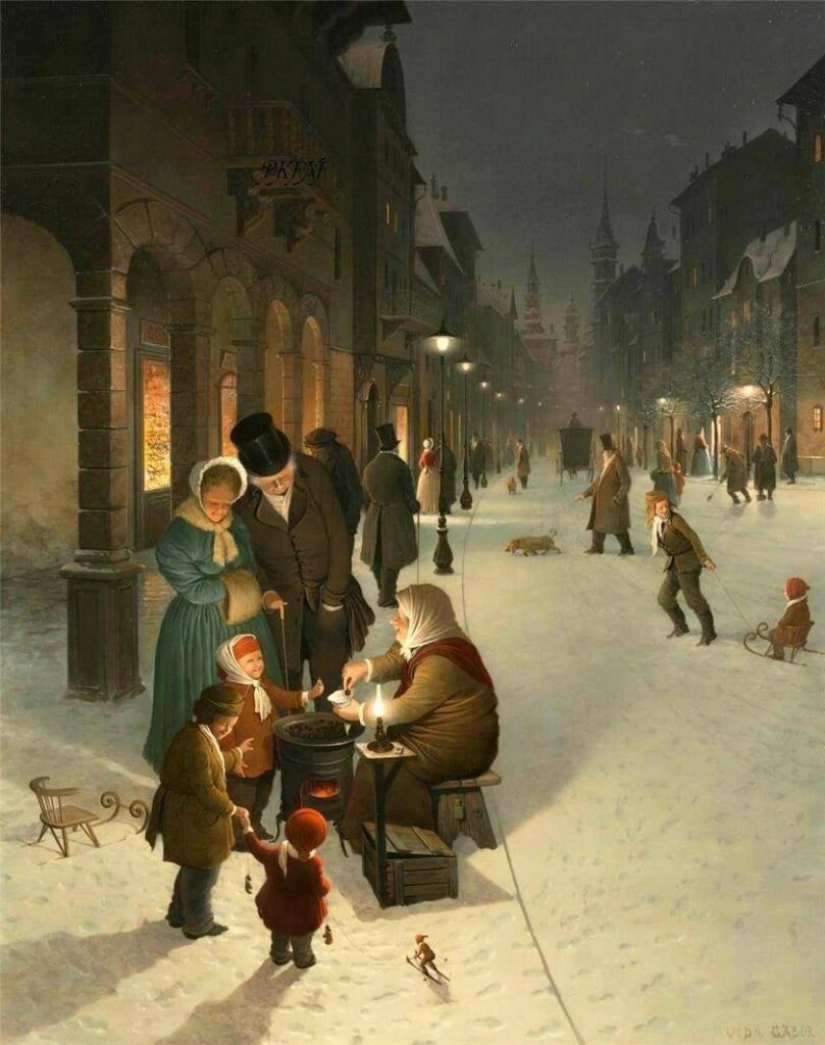 Viejos traviesos del género húngaro virtuoso de la pintura Vida Gabor