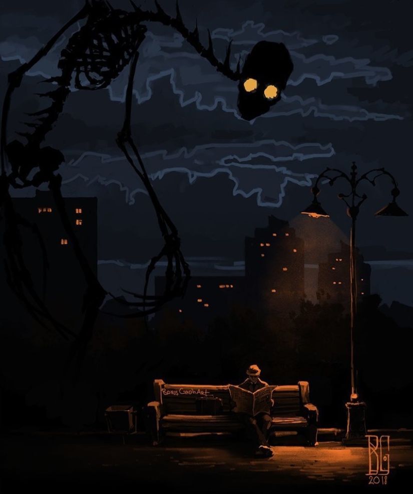 "Visual nigromancia": un mundo aterrador de un artista digital Boris rumble