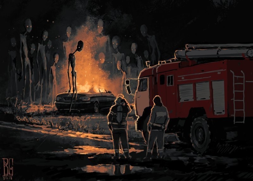 "Visual nigromancia": un mundo aterrador de un artista digital Boris rumble