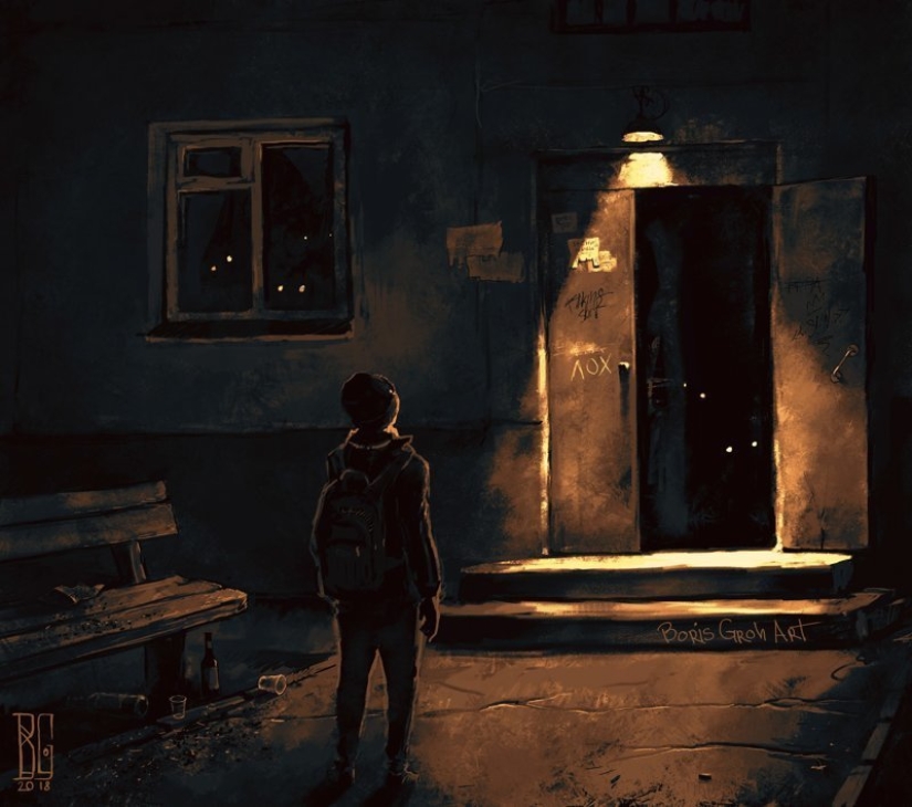 "Visual nigromancia": un mundo aterrador de un artista digital Boris rumble